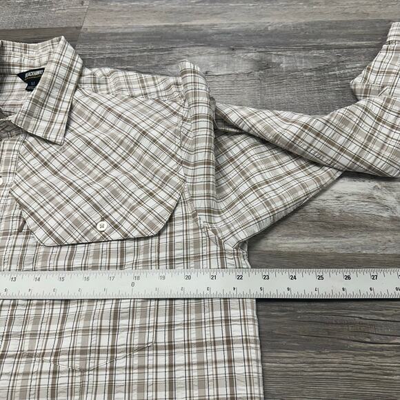 Blackhawk Brown Tan Mens Medium Button Up Long Sleeve Tartan Techwear Shirt - Picture 7 of 9